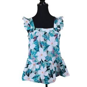 Anthropologie THML Peplum Sleeveless‎ Womens Shirt Size Small Floral Fairy Boho